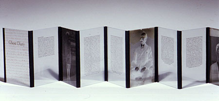 GHOST DIARY, 2001, Limited Edition artist's bookvintage glass negatives, transparencies, cloth,7 x 5 x 3 inches